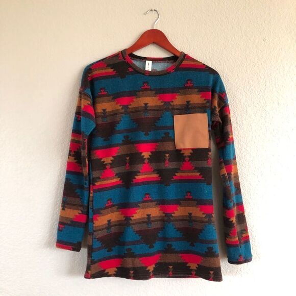 Aztec Southwest Print Sweater Top S - Picture 1 of 4